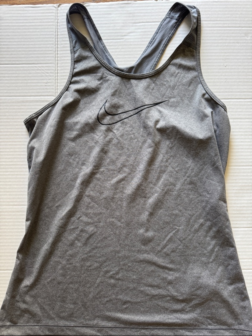 Nike Women's Charcoal Gray Racerback Tank with Swoosh